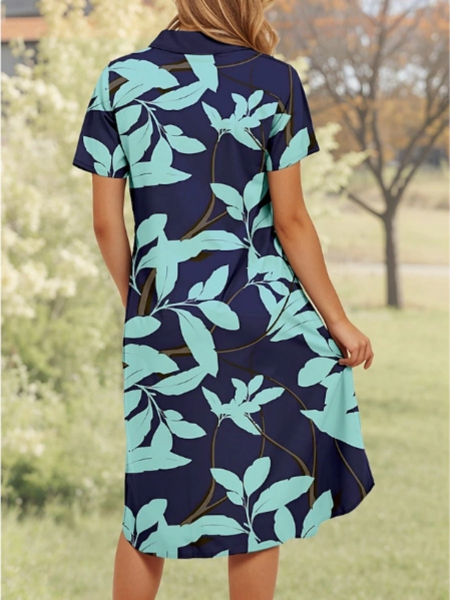 Ladies polo dress with floral design and comfortable cut Ivyshape