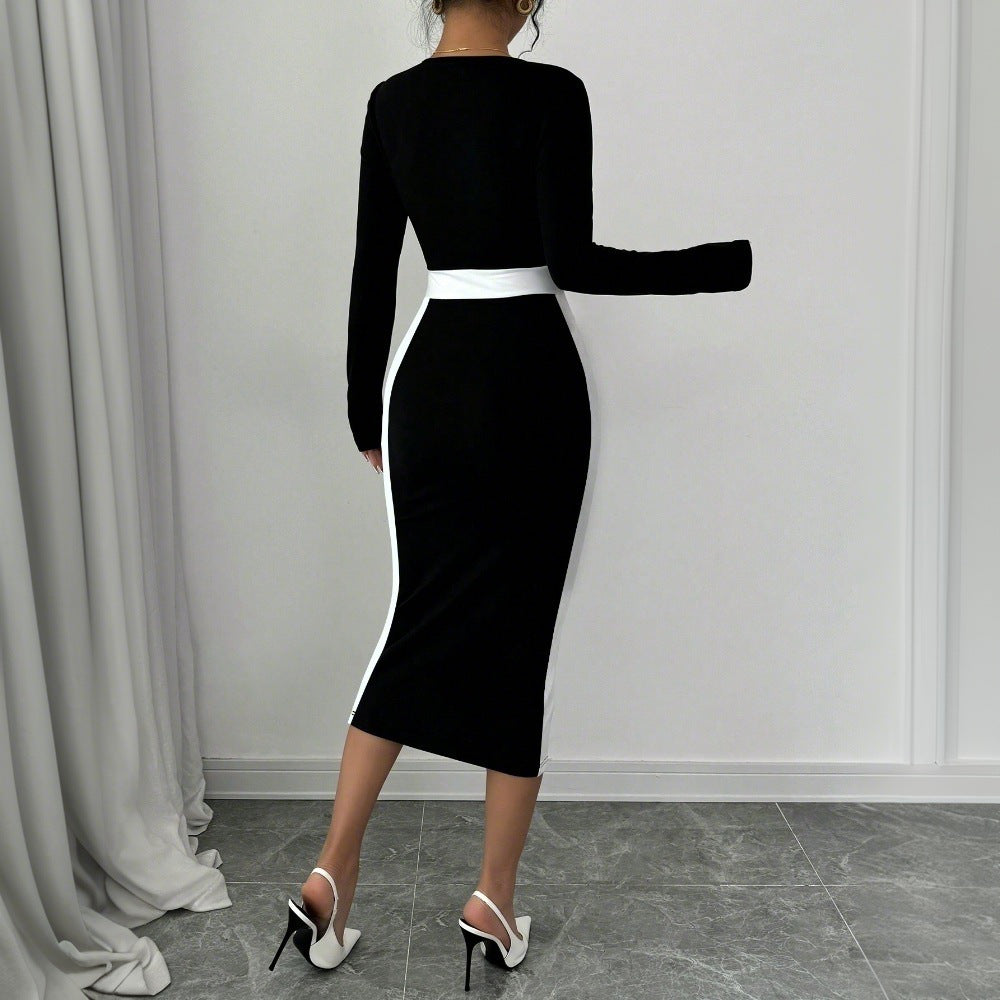 IvyShape | Mid-Length Skirt Long Sleeve Bodycon Dress