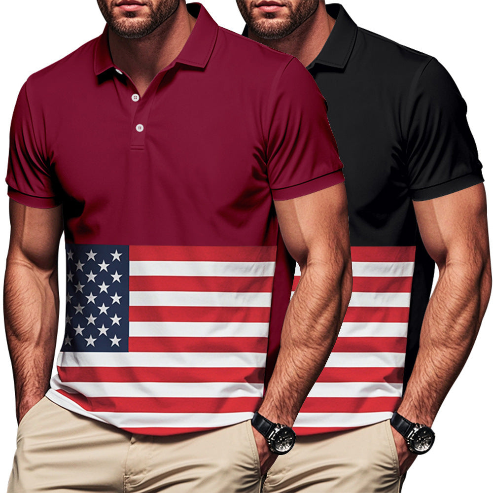 Men's polo shirt with flag motif and classic collar Ivyshape