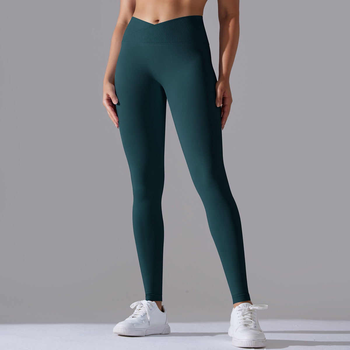 Women's High-Waisted Fitness Leggings with Functional Seam Detailing and High Elasticity Ivyshape
