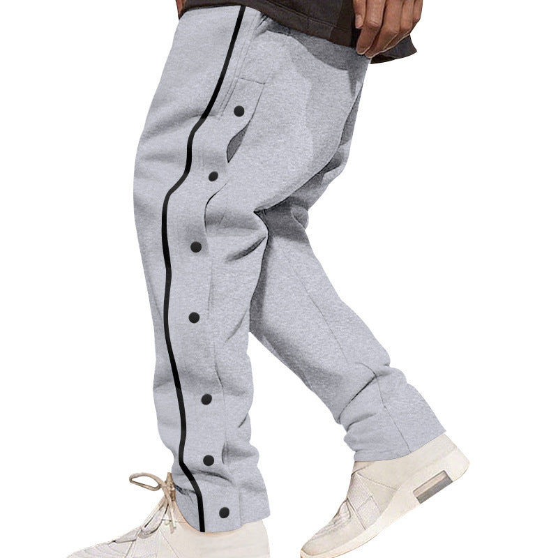 Men's casual sports pants with practical button placket and breathable material Ivyshape