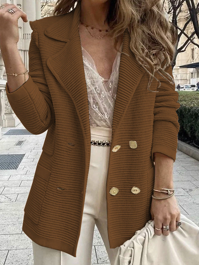 Women Elegant Structured Blazer with Playful Classic Button Details Ivyshape