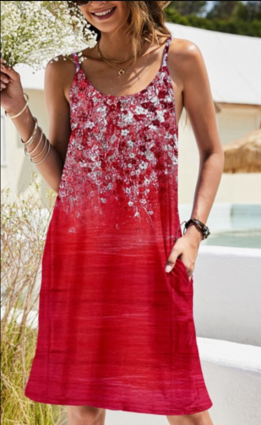 Women's Floral Pattern Sleeveless Shift Dress Ivyshape