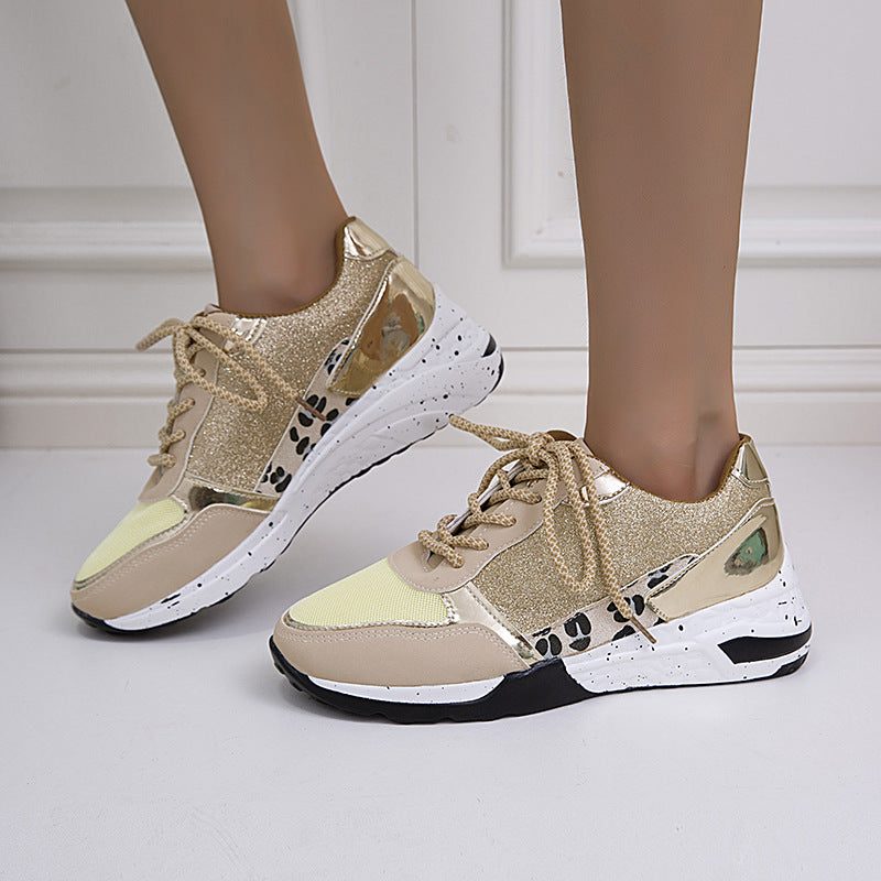 Women's sporty sneakers with fashionable glitter accents and slip-resistant sole Ivyshape