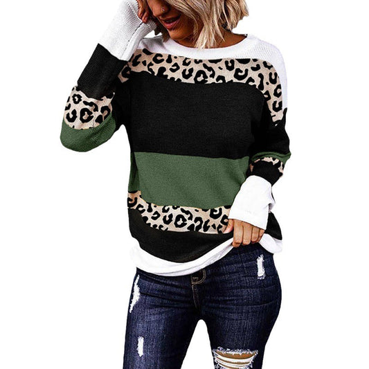 IvyShape | Lazy Leopard Print Pullover Knit Top