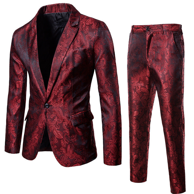 Men's elegant suit set with fine paisley pattern Ivyshape