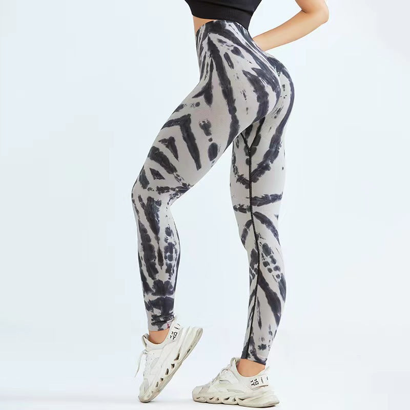 Ivyshape | Tie-Dye Print Yoga Pants for Women