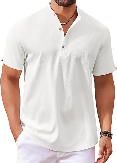 Men's Short Sleeve Button Shirt Polo Shirt Ivyshape