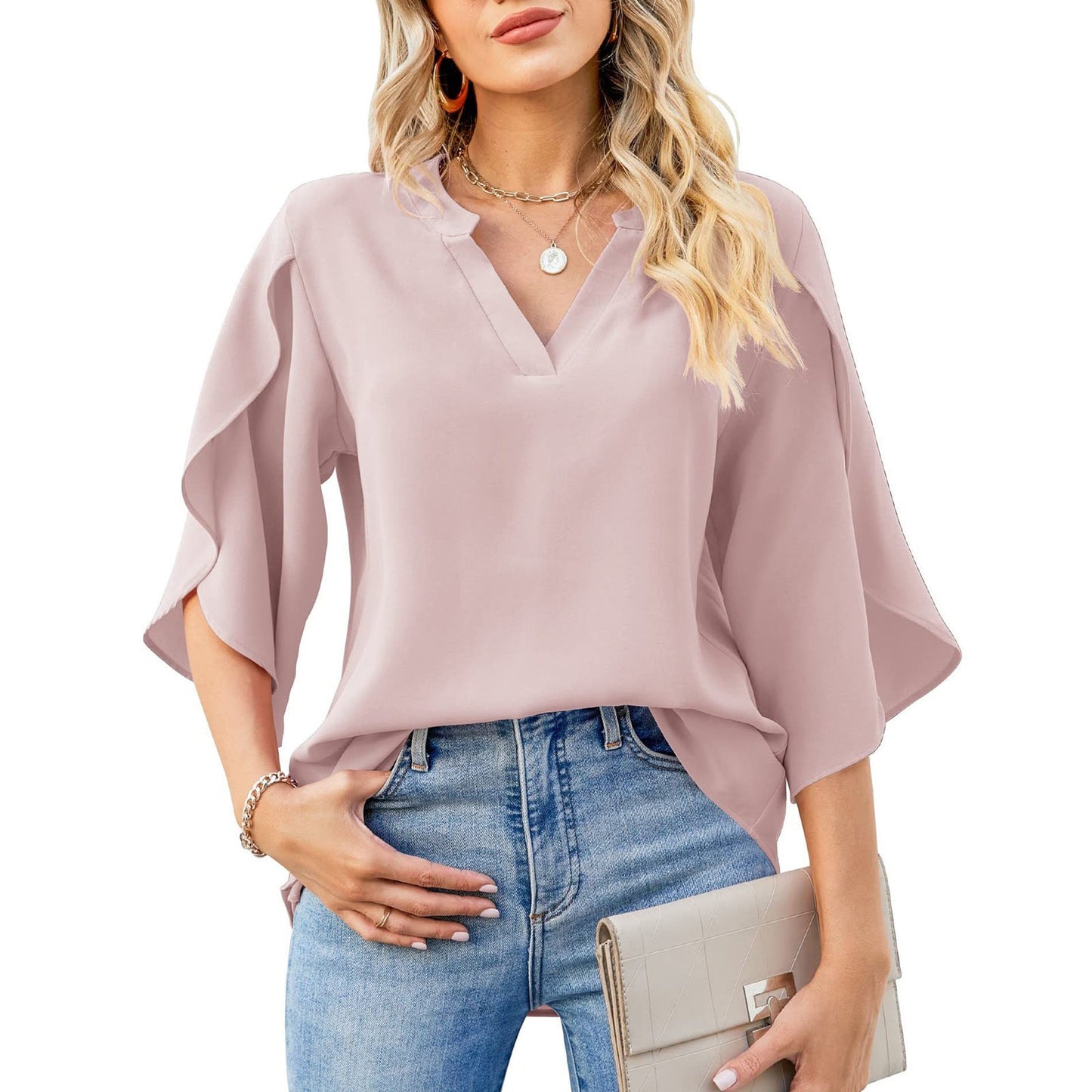 Women Summer V Neck Blouse Ivyshape