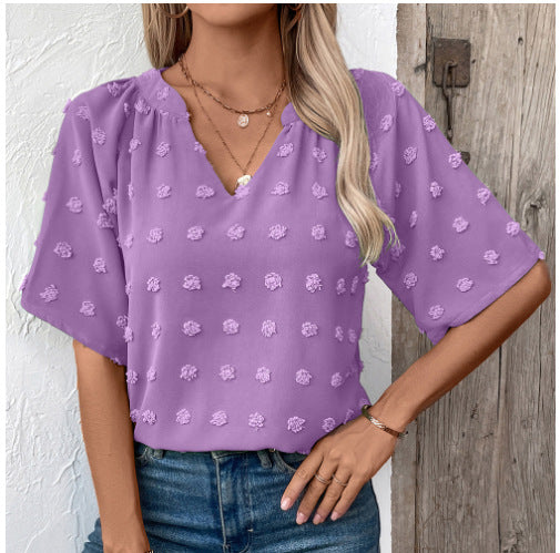 Women elegant top with textured floral pattern Ivyshape