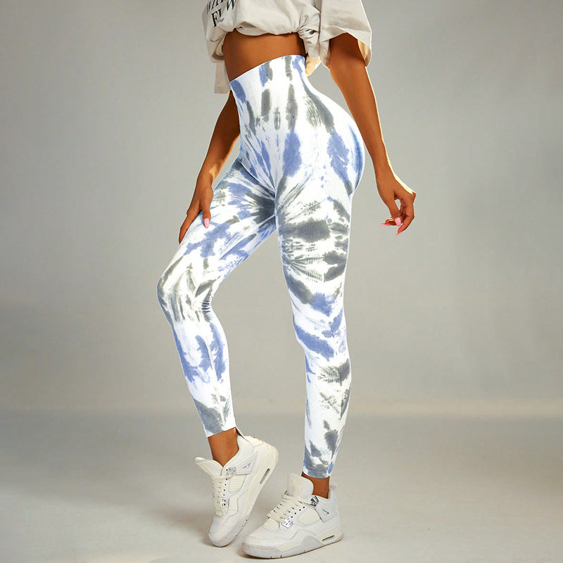 Ivyshape | Tie-Dye Print Yoga Pants for Women