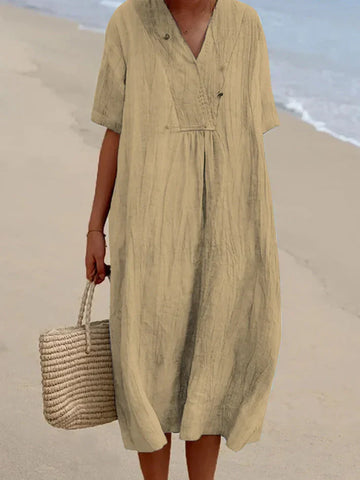 Ivyshape | Loose women's dress made of linen
