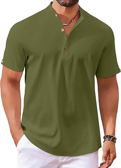 Men's Short Sleeve Button Shirt Polo Shirt Ivyshape
