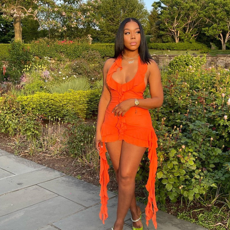 Women Figure-hugging Dress with Playful Ruffle Details Ivyshape