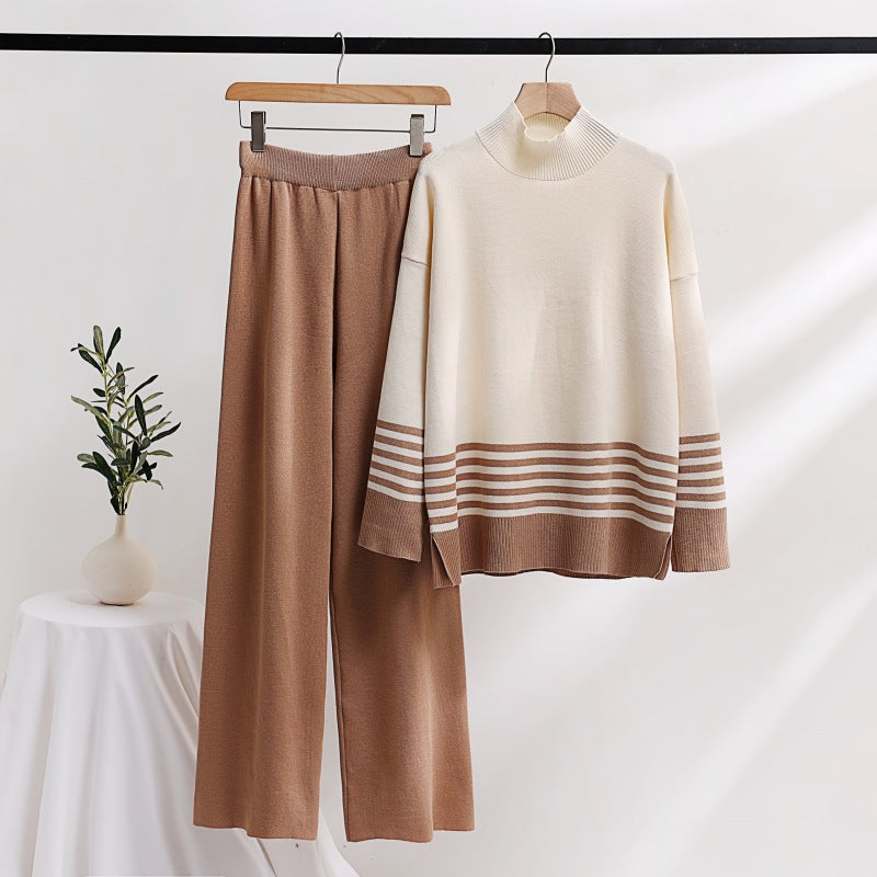 IvyShape | Age-reducing knit top and wide pants set