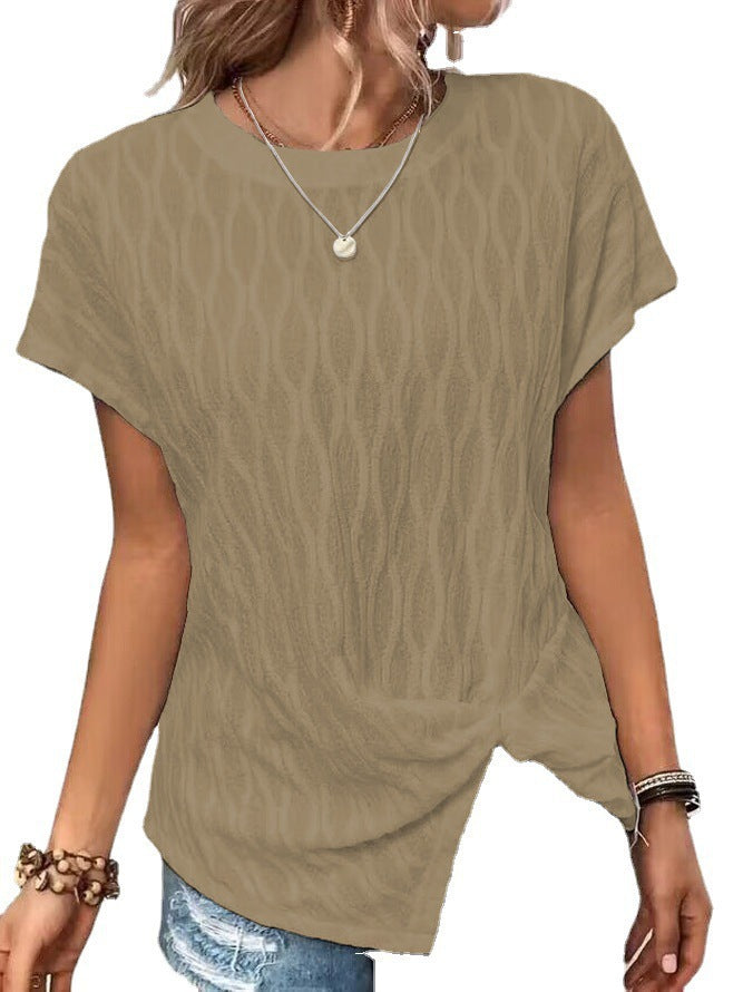 Ladies casual short sleeve top with knot element Ivyshape