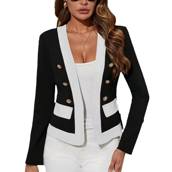 Ladies Fashion Blazer Jacket with Refined Button Details Ivyshape