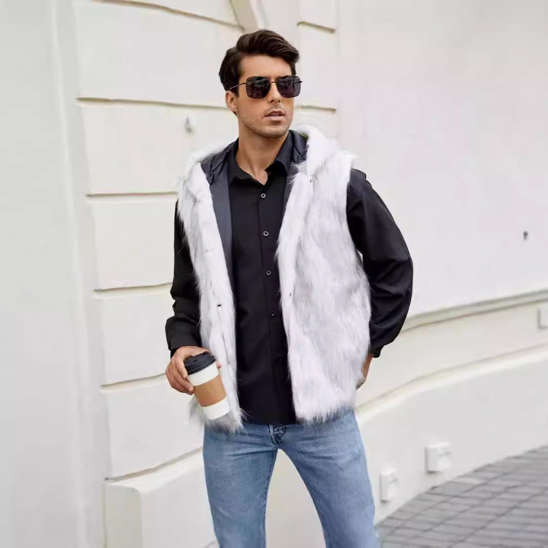 Men's Fashion Faux Fur Vest Ivyshape