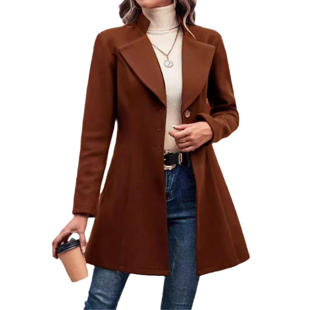 Women Elegant Wool Long Jacket Ivyshape