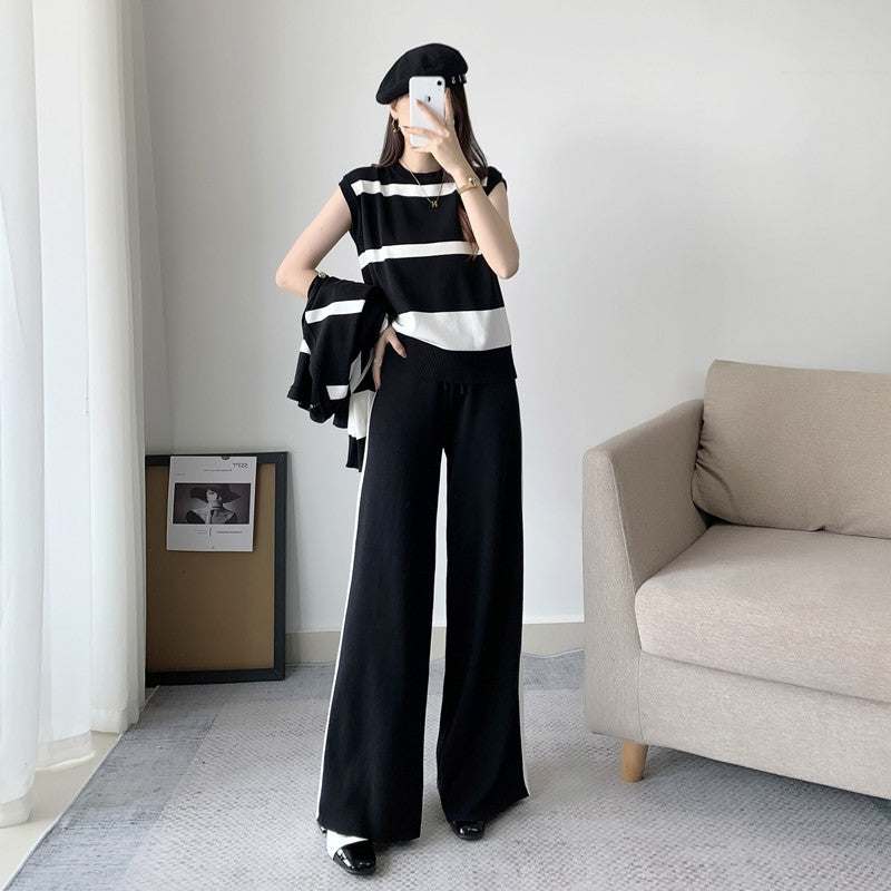 IvyShape | Slimming Stripe Knit Three-Piece Set