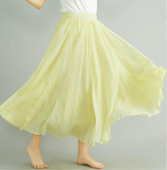 Women's Maxi Skirt with Flowing Hem and Elastic Waistband Ivyshape