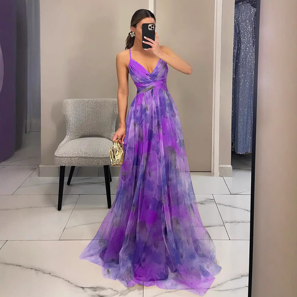 Ladies Elegant and Floral Evening Dress with Flattering Cut Ivyshape