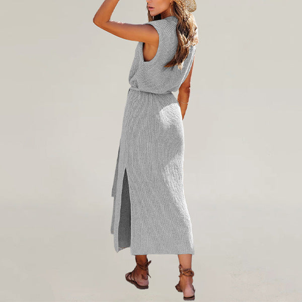 IvyShape | Solid Split Knit Dress