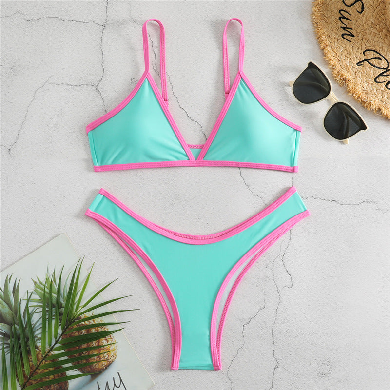 Ladies Triangle Bikini Set with adjustable straps and high cut leg Ivyshape