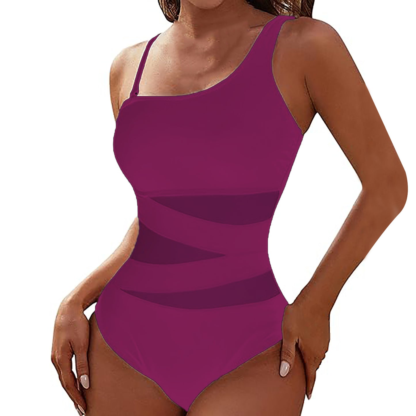 Women Figure-Hugging Jumpsuit with Asymmetric Neckline Ivyshape