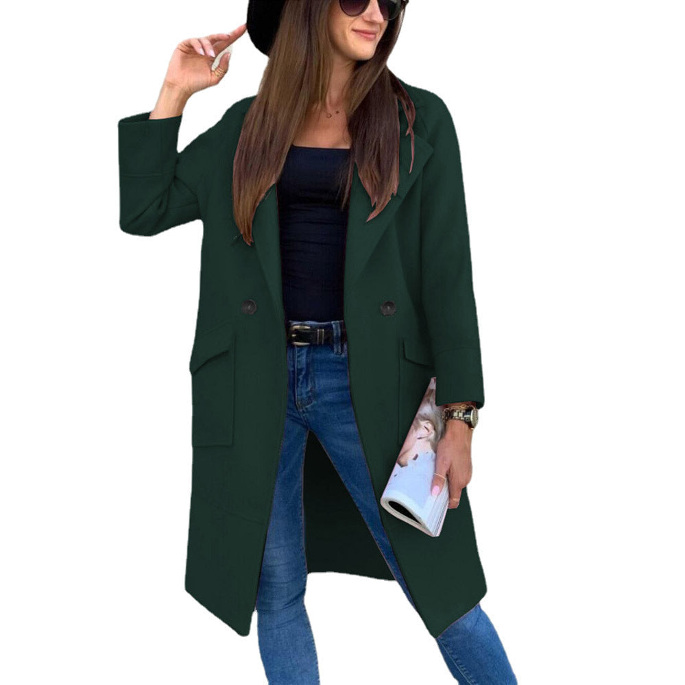 Women's casual oversized coat with modern pockets and elegant lapels Ivyshape