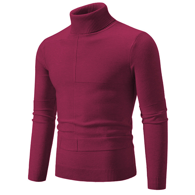 Men's elegant turtleneck sweater with modern cable pattern Ivyshape