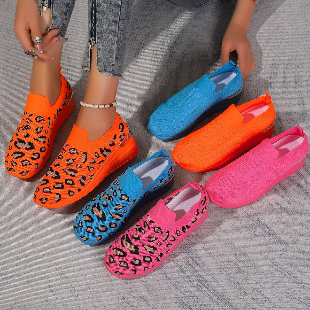 Women's Comfortable Slip-On Wedge Shoes with Elastic Upper Ivyshape