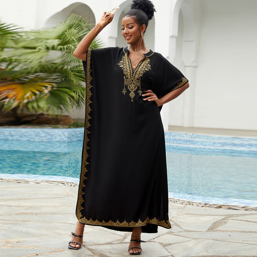 Women's elegant kaftan dress with intricate embellishments and side slit Ivyshape