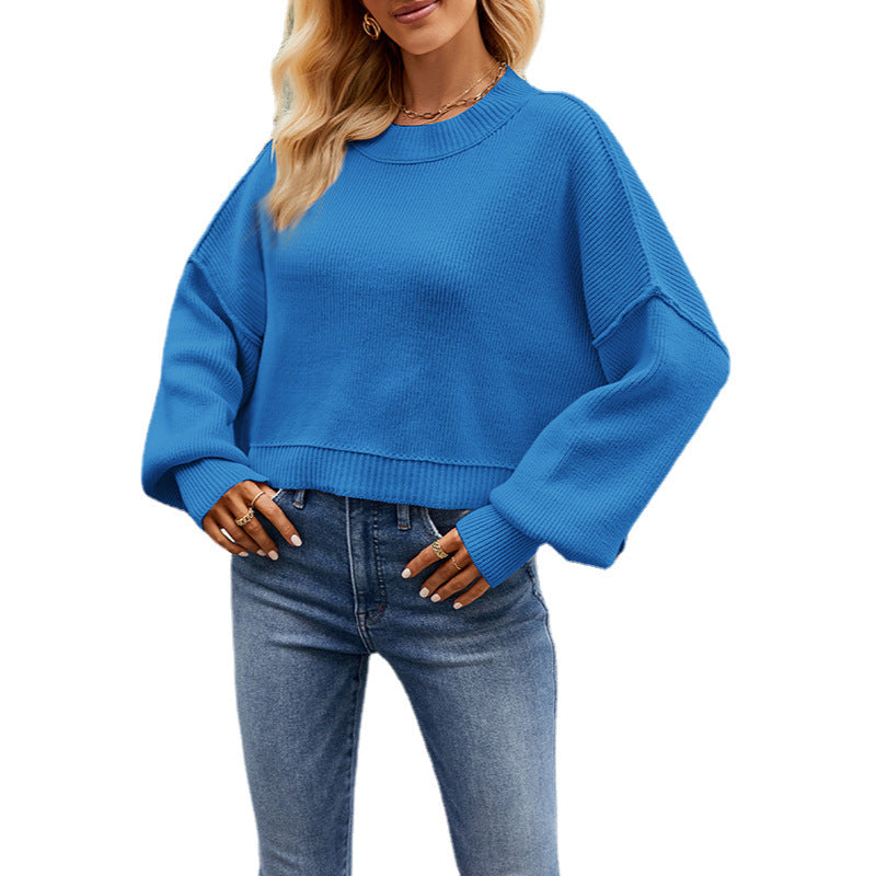 Ivyshape | V-Neck Dropped Shoulder Sweater