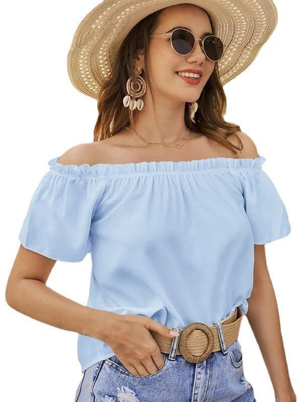 Women Off-Shoulder Ruffle Shirt Ivyshape