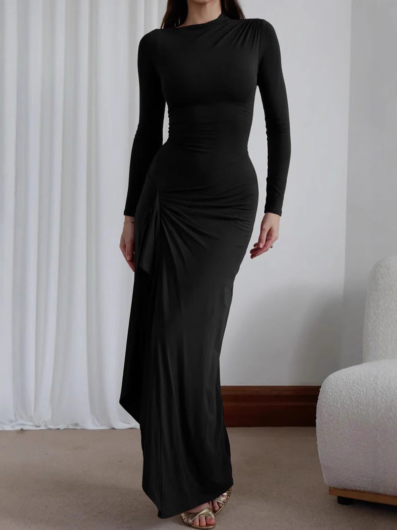 Ivyshape | Ruched Long Sleeve Evening Gown