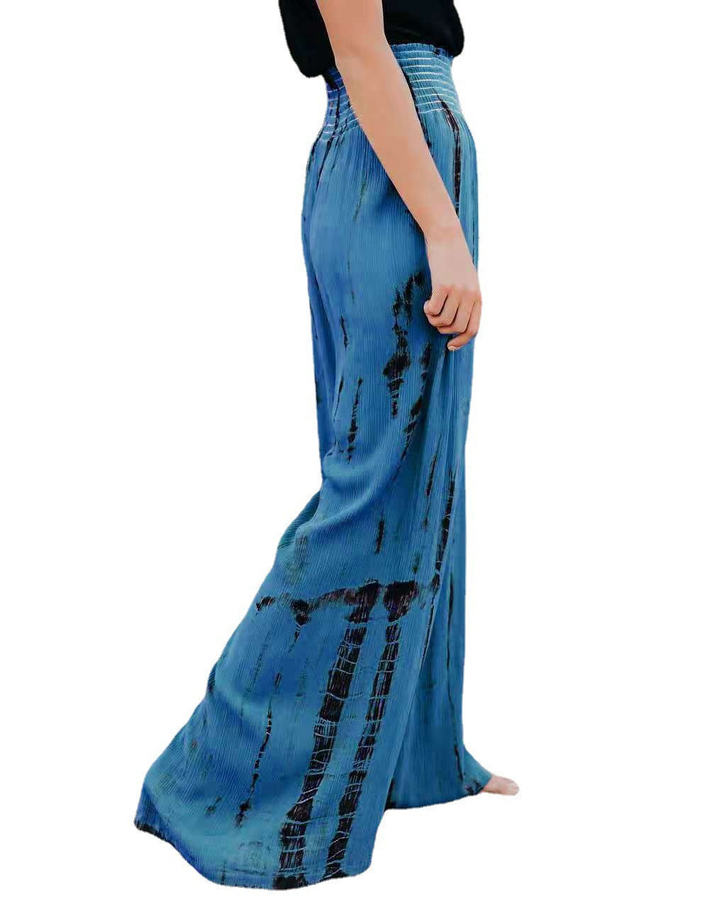 Women's wide pleated trousers with elastic waistband and fashionable design Ivyshape