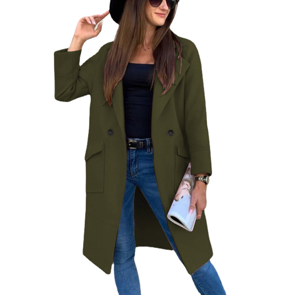 Women's casual oversized coat with modern pockets and elegant lapels Ivyshape