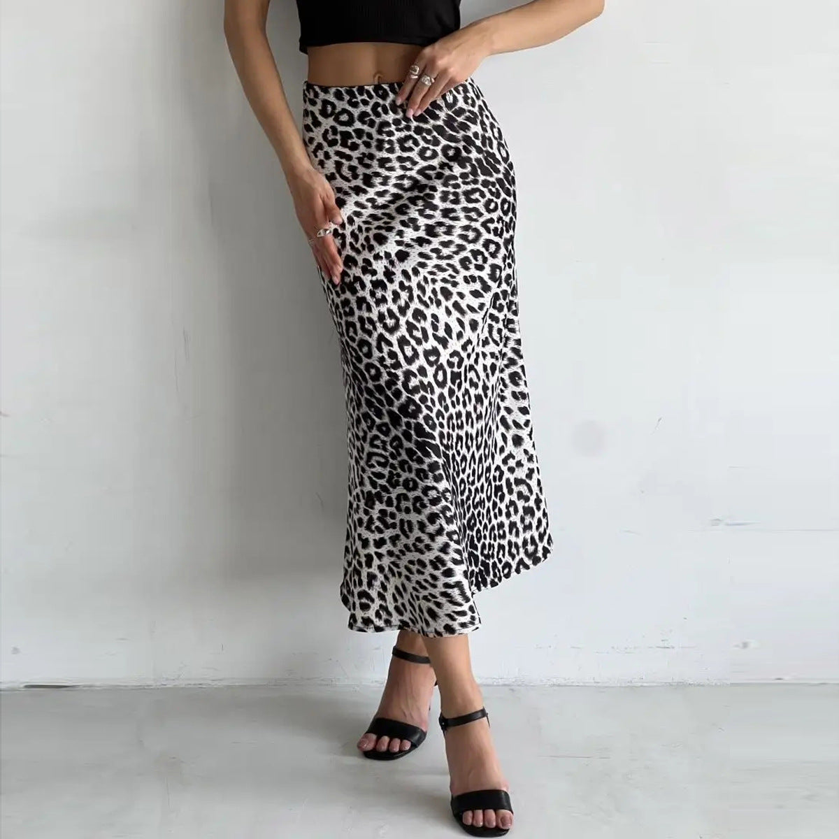 Ivyshape | Leopard Print Maxi Skirt with High Waist