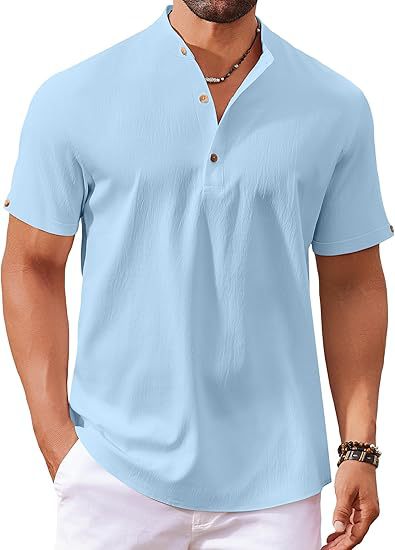 Men's Short Sleeve Button Shirt Polo Shirt Ivyshape