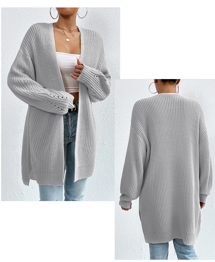 IvyShape | Casual V-Neck Solid Color Knitted Coat