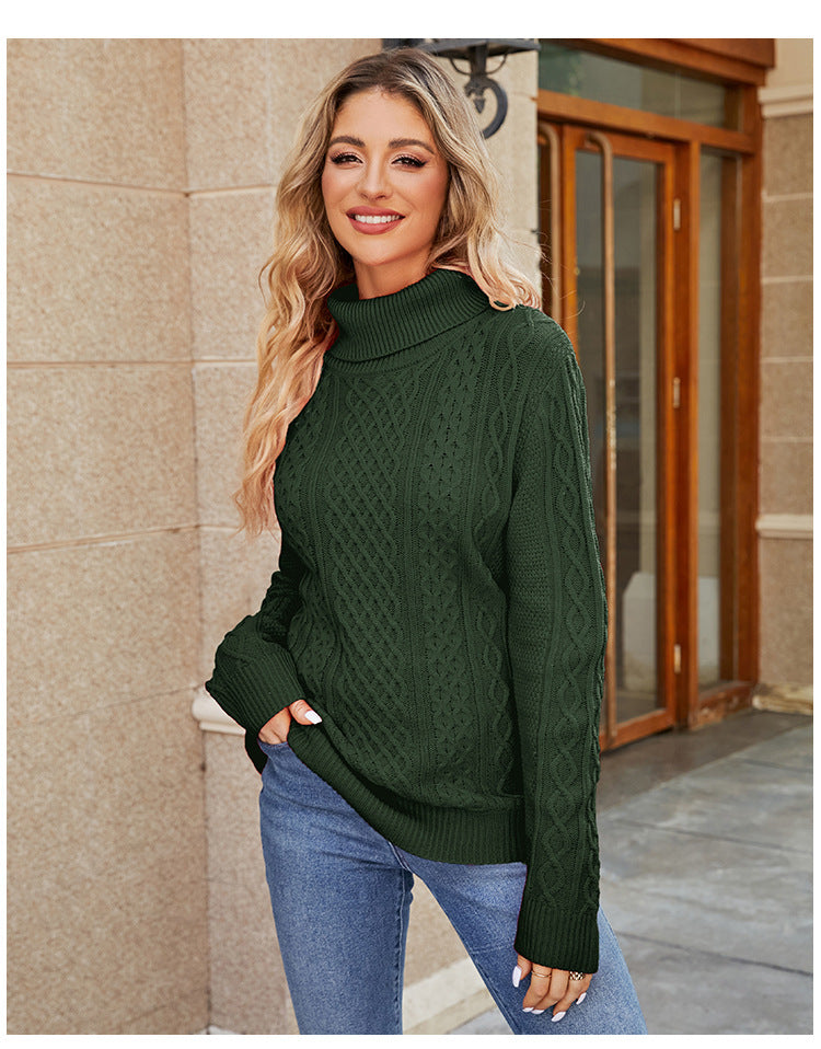 IvyShape | Twisted Turtleneck Simple Knit Top