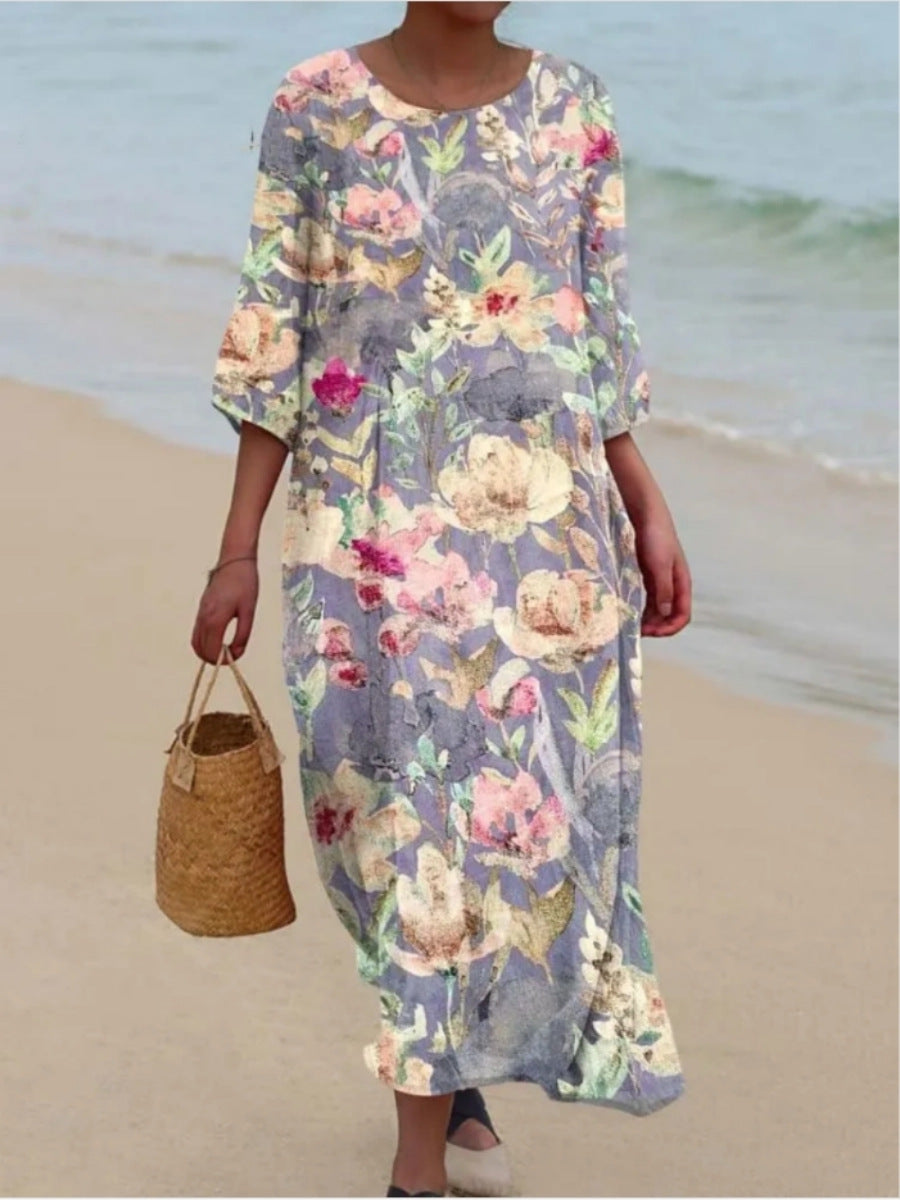 Ladies maxidress with floral design and casual cut Ivyshape