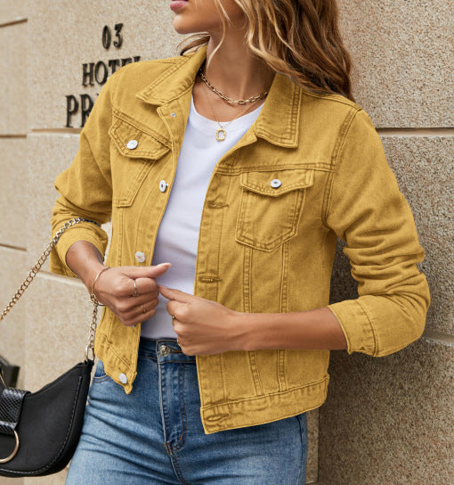 Ladies' denim jacket in a modern cut with practical pockets Ivyshape