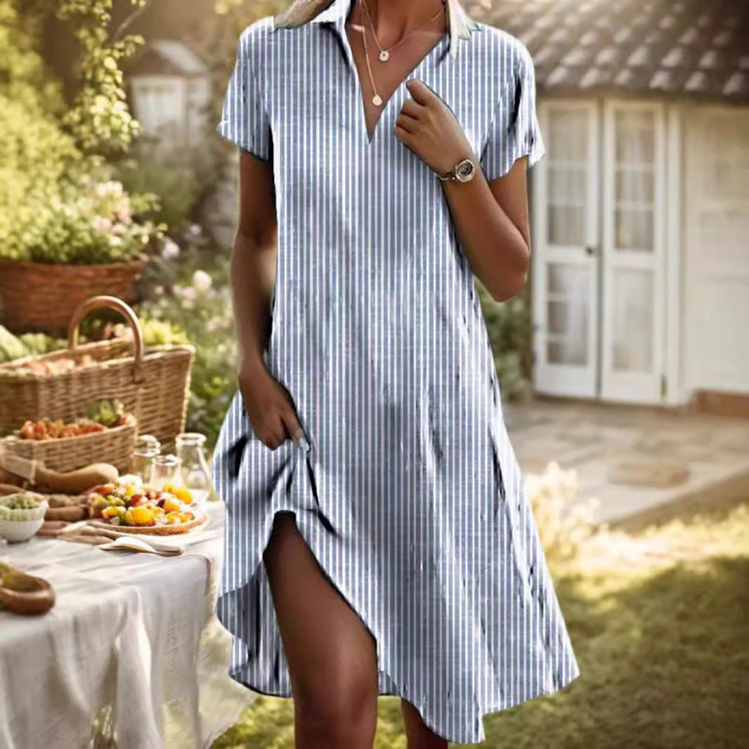 Women's Fresh Flower Shirt Dress with Button Closure and Casual Cut Ivyshape