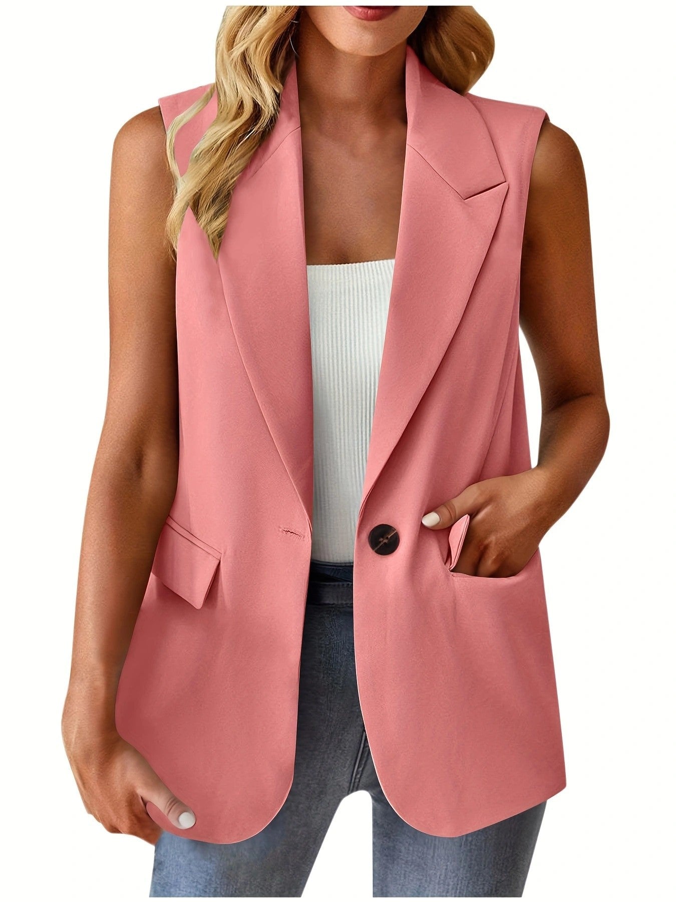 Women's stylish sleeveless blazer vest Ivyshape