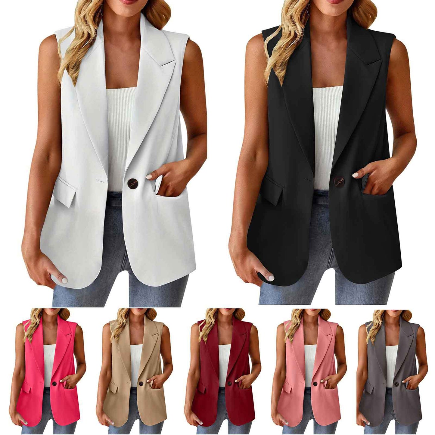 Women's stylish sleeveless blazer vest Ivyshape