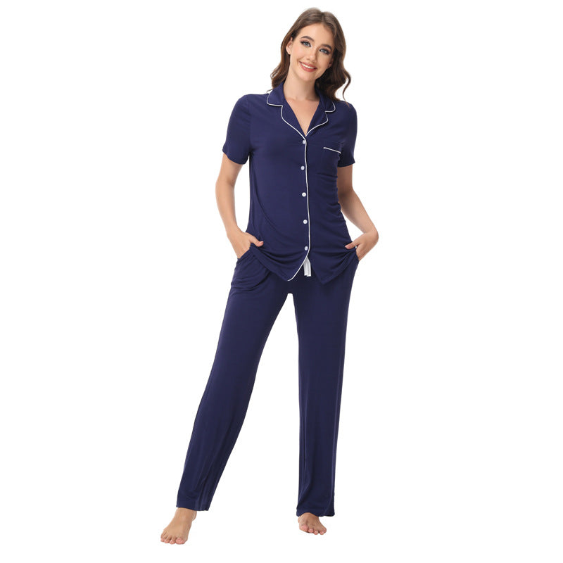 Ladies' pajama set with elegant button placket Ivyshape