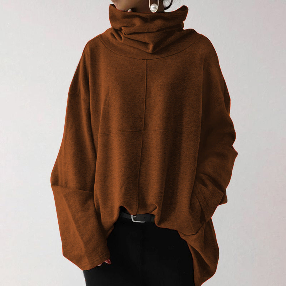 Ivyshape | Oversized Funnel-Neck Sweatshirt for Women