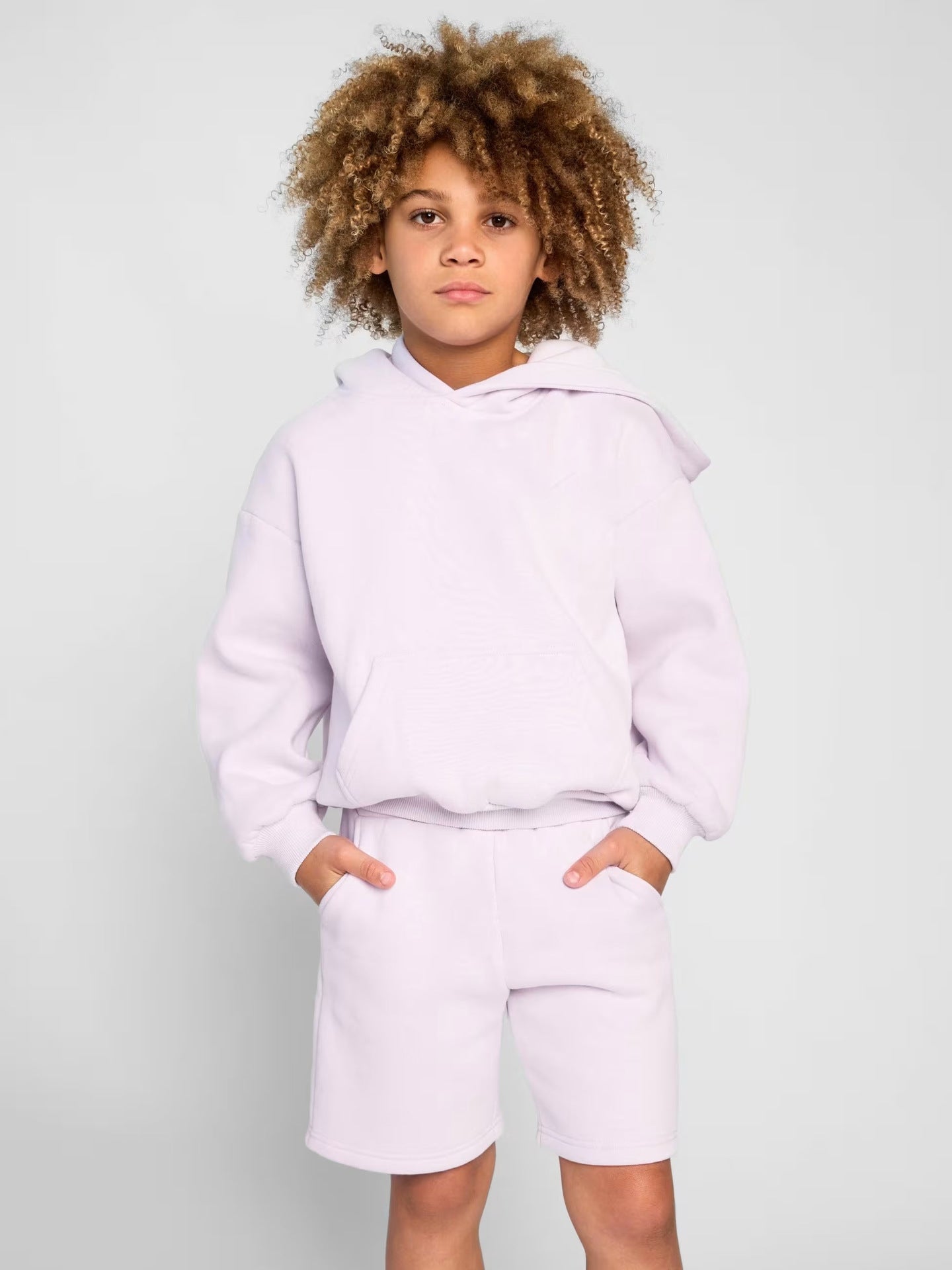 Women's hoodie sweatshirt and shorts set made of soft fleece with practical pockets Ivyshape